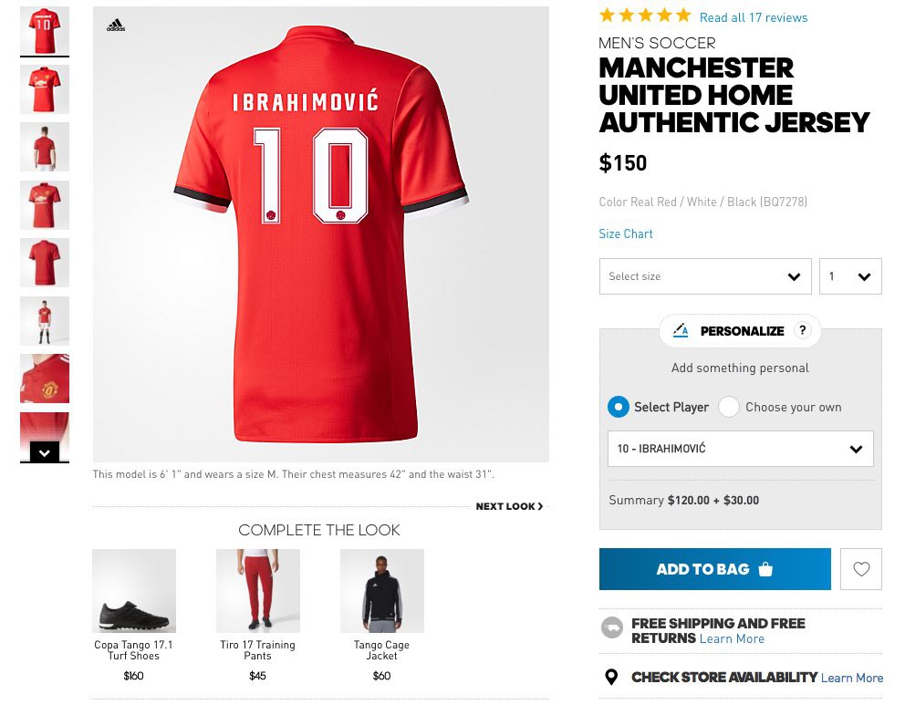 Mẫu áo MU số 10 dành cho Ibrahimovic thậm chí đã được... chào bán sớm trên mạng