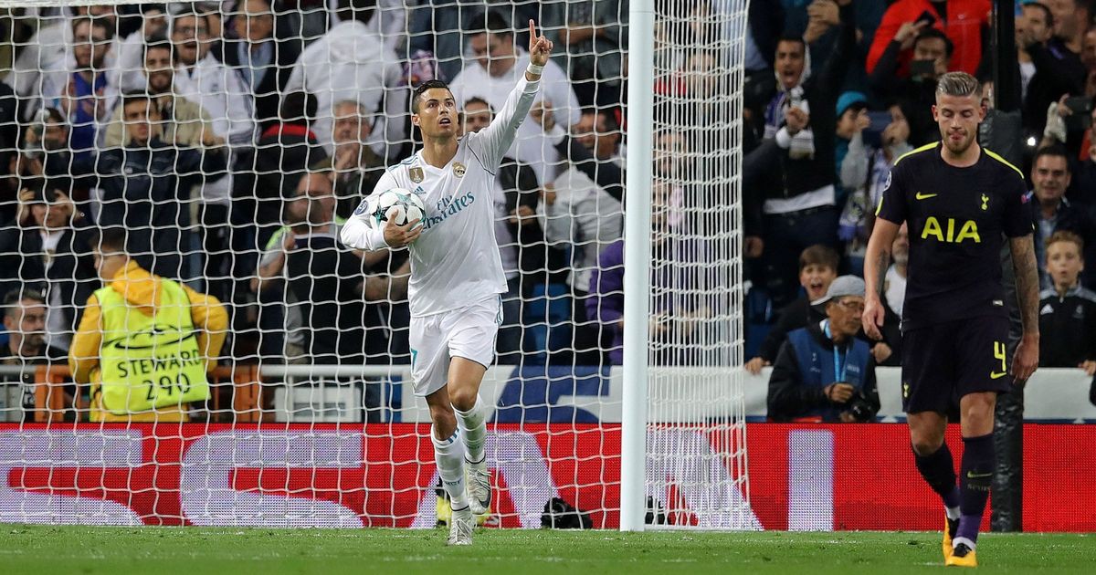 Ronaldo chọc thủng lưới Tottenham ở cả 2 lượt đi về tại vòng bảng mùa này