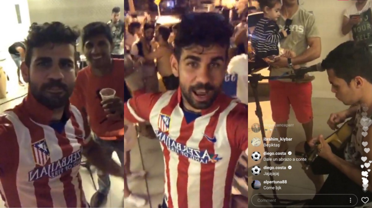 ''Siêu quậy'' Costa lại vừa mặc áo... Atletico khi dự tiệc, thêm một lần trêu người HLV Conte