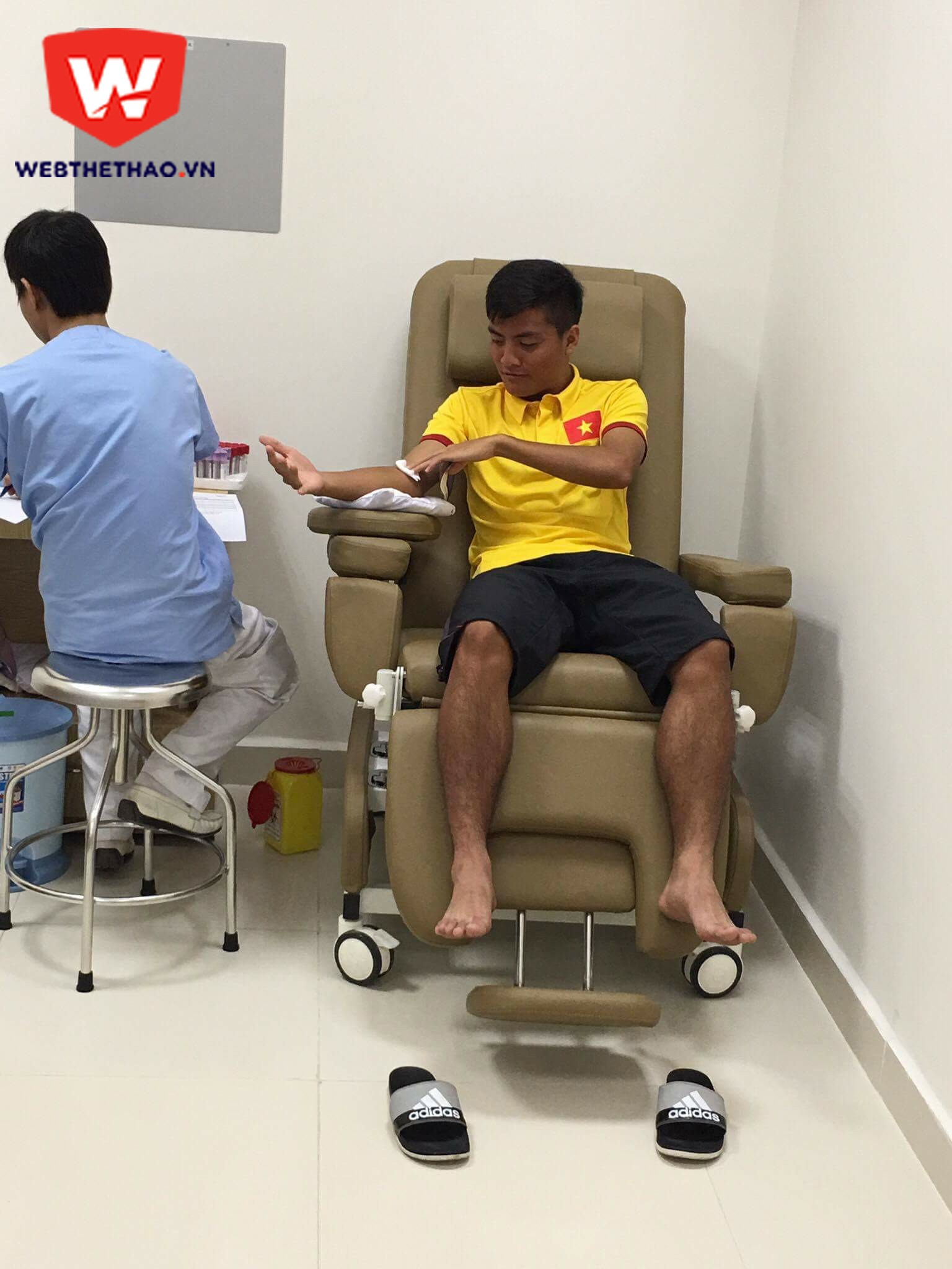 Tiền đạo Trọng Hoá, một trong 3 cầu thủ đang dính chấn thương ở U.19 VN. Ảnh Minh Nguyệt