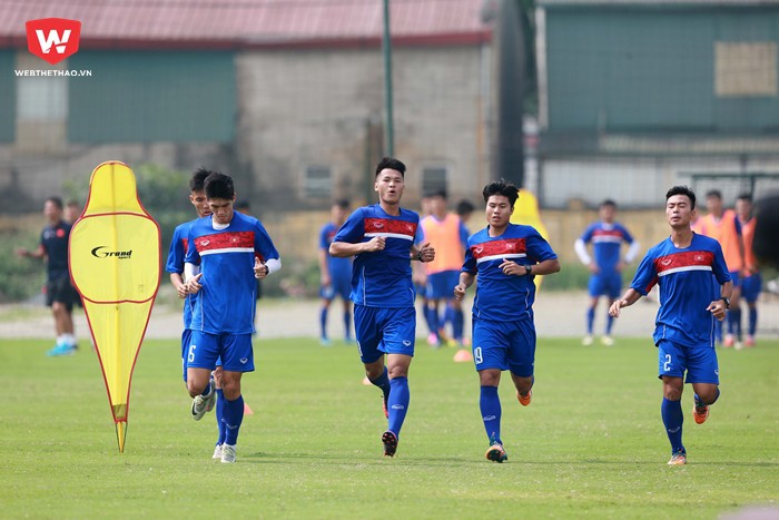 Các cầu thủ U20 Việt Nam sẽ tiếp tục tập chiến thuật vào lúc 16h30 chiều nay (14/4). Ảnh: Hải Đăng.