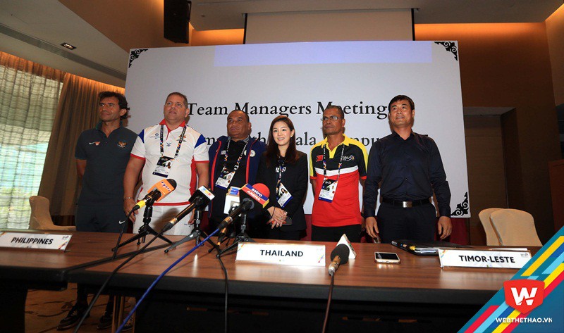 Buổi họp báo bảng B môn bóng đá nam SEA Games 29