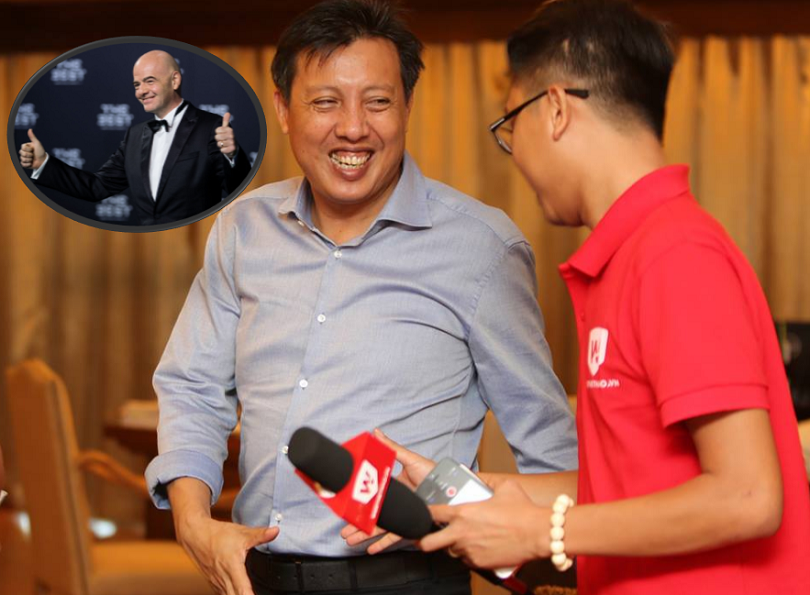 Ông Zaw Zaw và Chủ tịch FIFA Infantino (ảnh nhỏ) lạc quan về cơ hội tổ chức World Cup tại Đông Nam Á. 