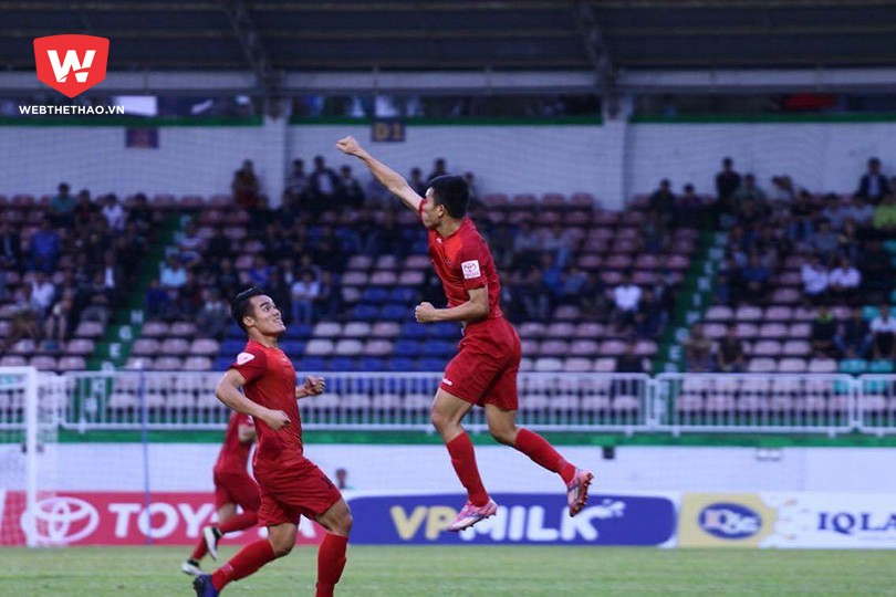 Văn Thắng và Ngọc Tân toả sáng mang về 3 điểm đầu tiên cho Hải Phòng ở mùa giải mới. Ảnh Quang Thịnh