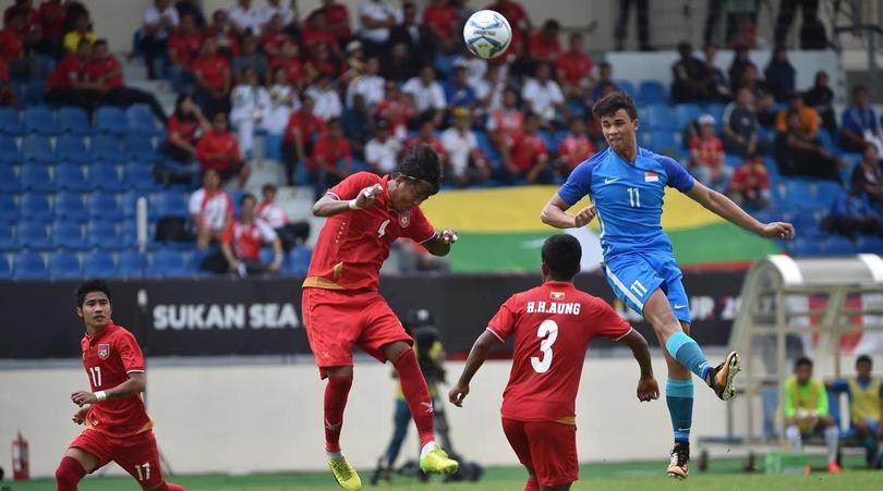 U22 Singapore thất bại đau đớn trước Myanmar trong trận mở màn SEA Games 29. Ảnh: FFT.