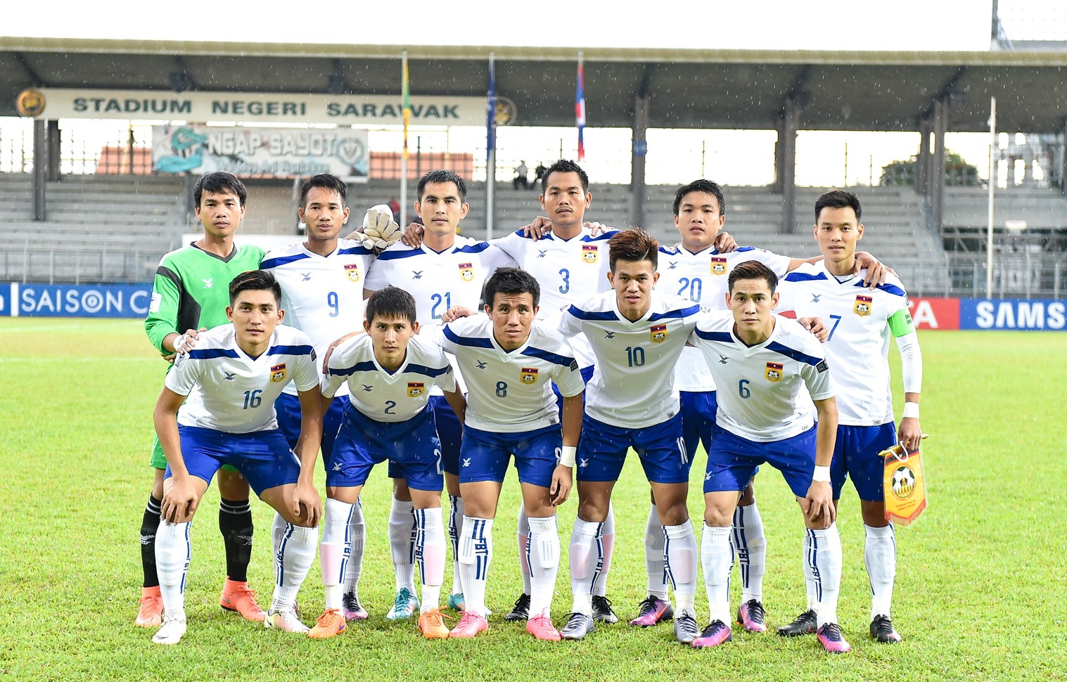 4 cầu thủ trụ cột của ĐTQG Lào mang áo số 1, số 20, số 6 và số 7. Ảnh: AFC
