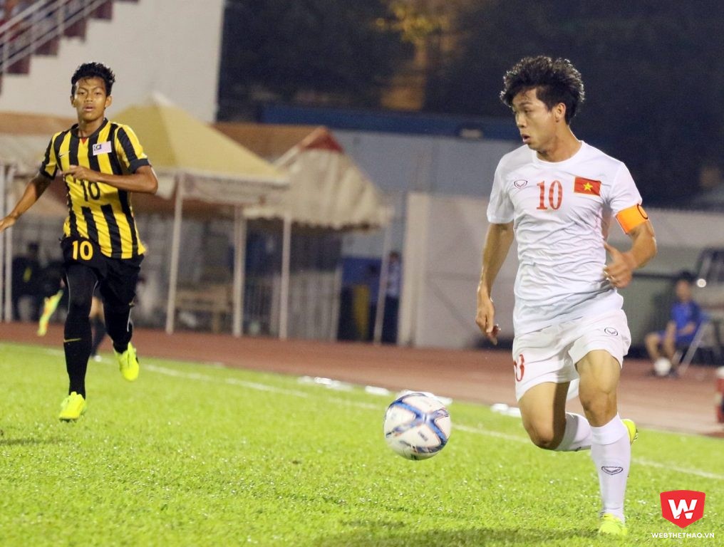 Công Phượng chơi năng nổ và ghi bàn ấn định chiến thắng 3-0 cho U.23 Việt Nam. Ảnh: Văn Nhân.