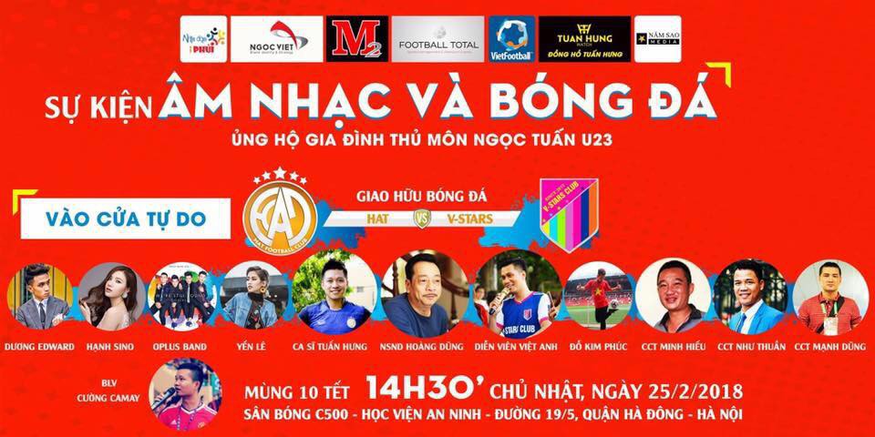 Sự kiện âm nhạc và bóng đá ủng hộ cho thủ môn U23 Việt Nam Đặng Ngọc Tuấn.