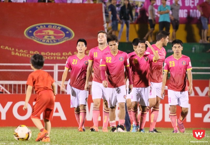 Sài Gòn FC khó kiếm 3 điểm trên sân Thanh Hóa nhưng lại có duyên cản đường các ''ông lớn''. Ảnh: Quang Thịnh.