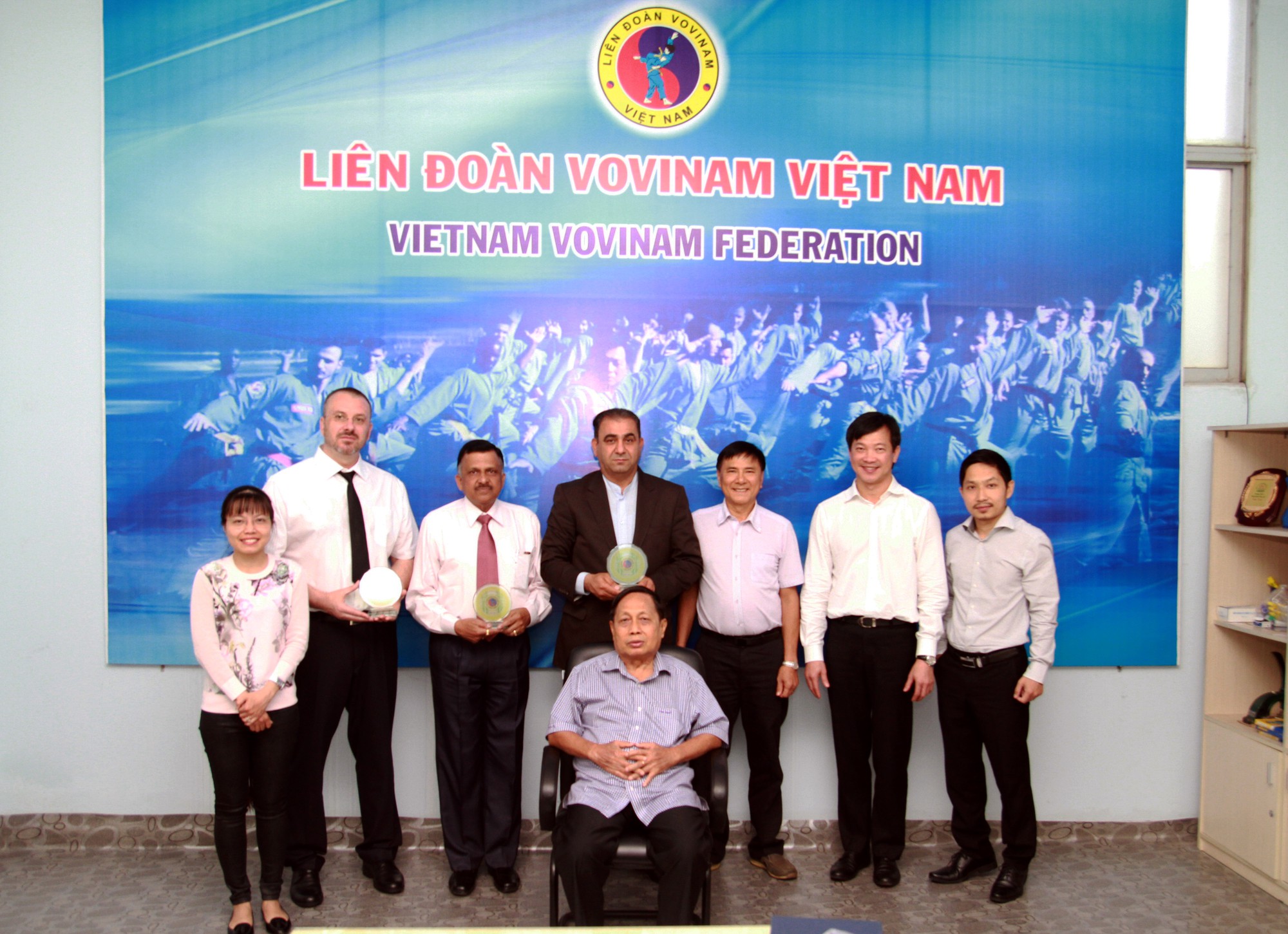 Các lãnh đạo liên đoàn Vovinam các châu lục họp tại TPHCM. Ảnh: Lê Giang.