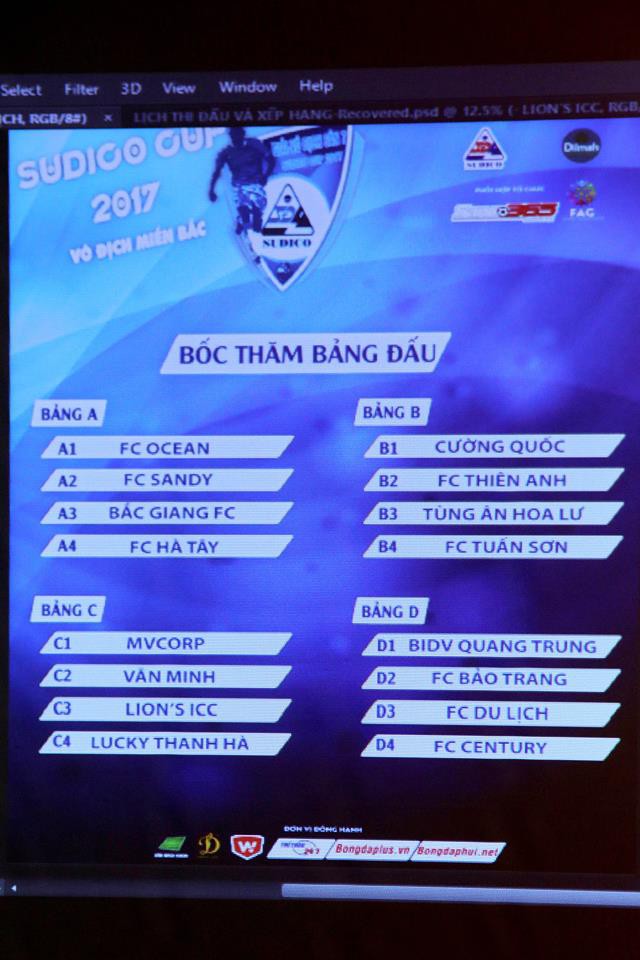 Kết quả bốc thăm chia bảng Sudico Cup 2017. Ảnh Minh Hoàng
