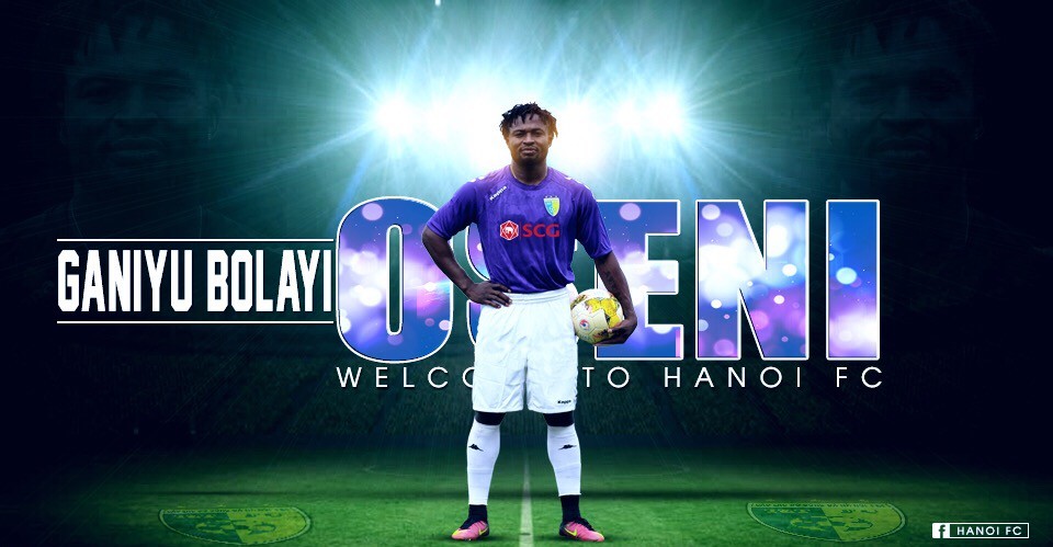 Oseni là tân binh của Hà Nội FC ở giai đoạn lượt về V.League 2017. Ảnh Hà Nội FC