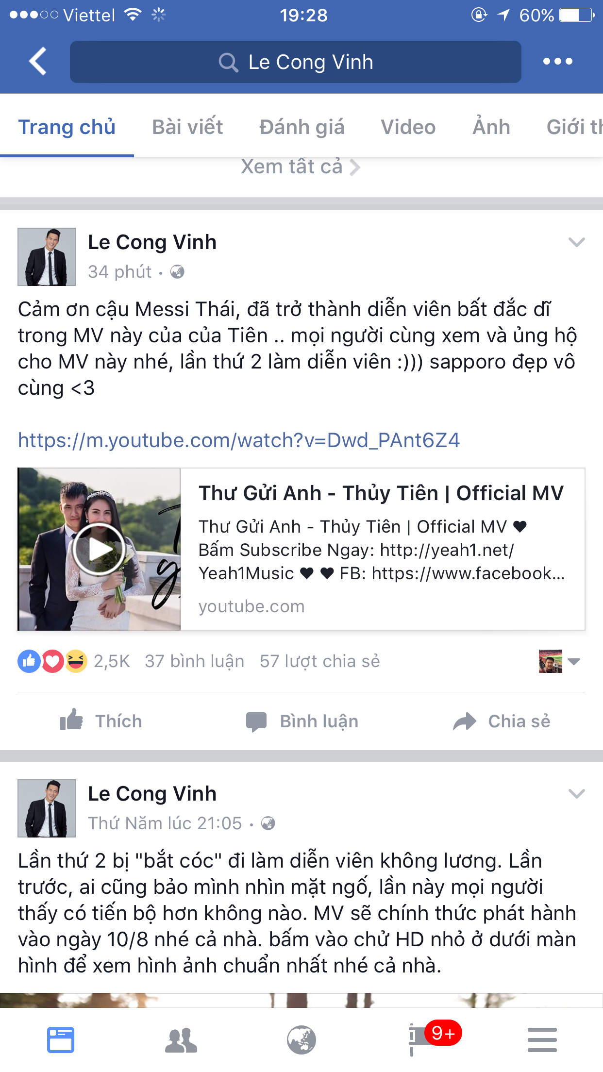 Công Vinh cảm ơn Messi Thái khi xuất hiện trong MV của bà xã Thuỷ Tiên