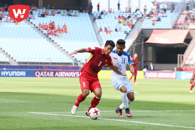 U20 Việt Nam thể hiện được tinh thần, lối chơi rất đáng khen trước đối thủ mạnh như Honduras. ảnh Quang Thịnh