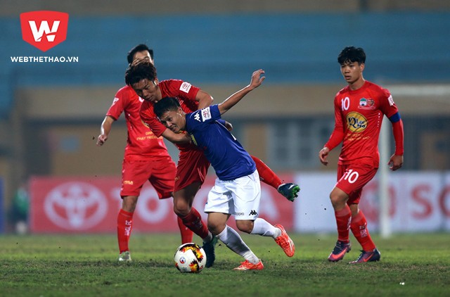 Thành Lương đã bình phục hoàn toàn chấn thương để ra sân trong trận đấu gặp SHB.Đà Nẵng. Ảnh Hải Đăng