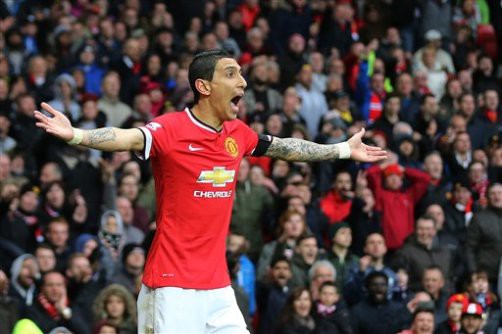 Editorial use only. No merchandising. For Football images FA and Premier League restrictions apply inc. no internet/mobile usage without FAPL license - for details contact Football DatacoAngel Di Maria of Manchester United shouts out in frustration Barclays Premier League 2014/15 Manchester United v West Bromwich Albion Old Trafford, Sir Matt Busby Way, Manchester, United Kingdom - 2 May 2015  (Rex Features via AP Images)