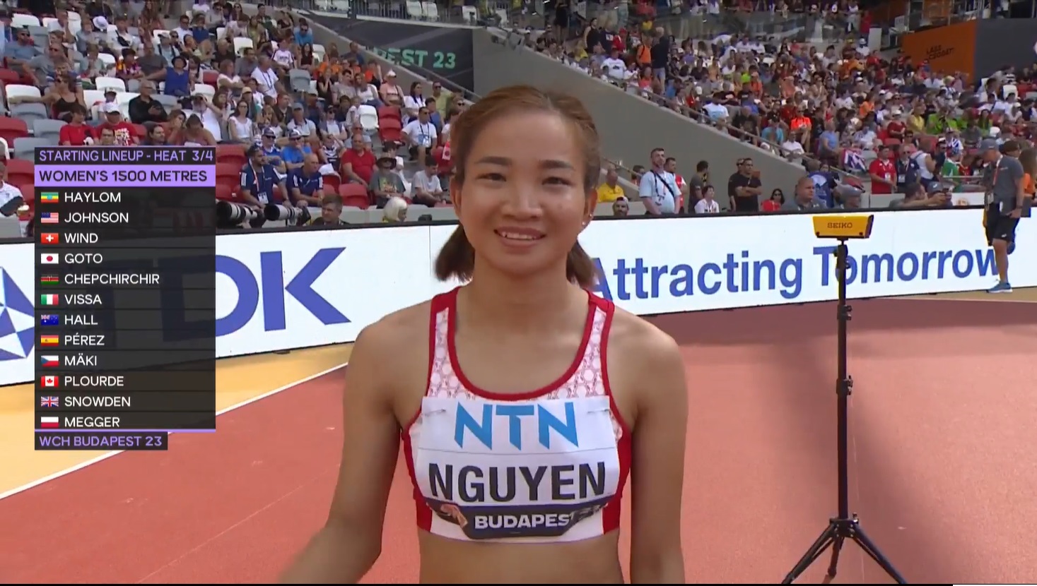 Nguyễn Thị Oanh lập kỷ lục cá nhân chạy 1500m nữ giải điền kinh thế giới 2023