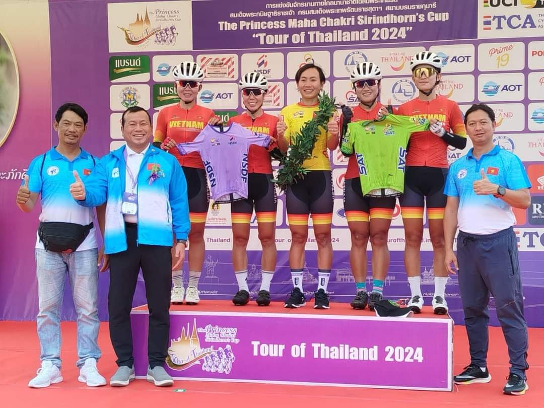 Cua-rơ dự Olympic Paris 2024 Nguyễn Thị Thật thắng chặng tại giải đua xe đạp Thái Lan
