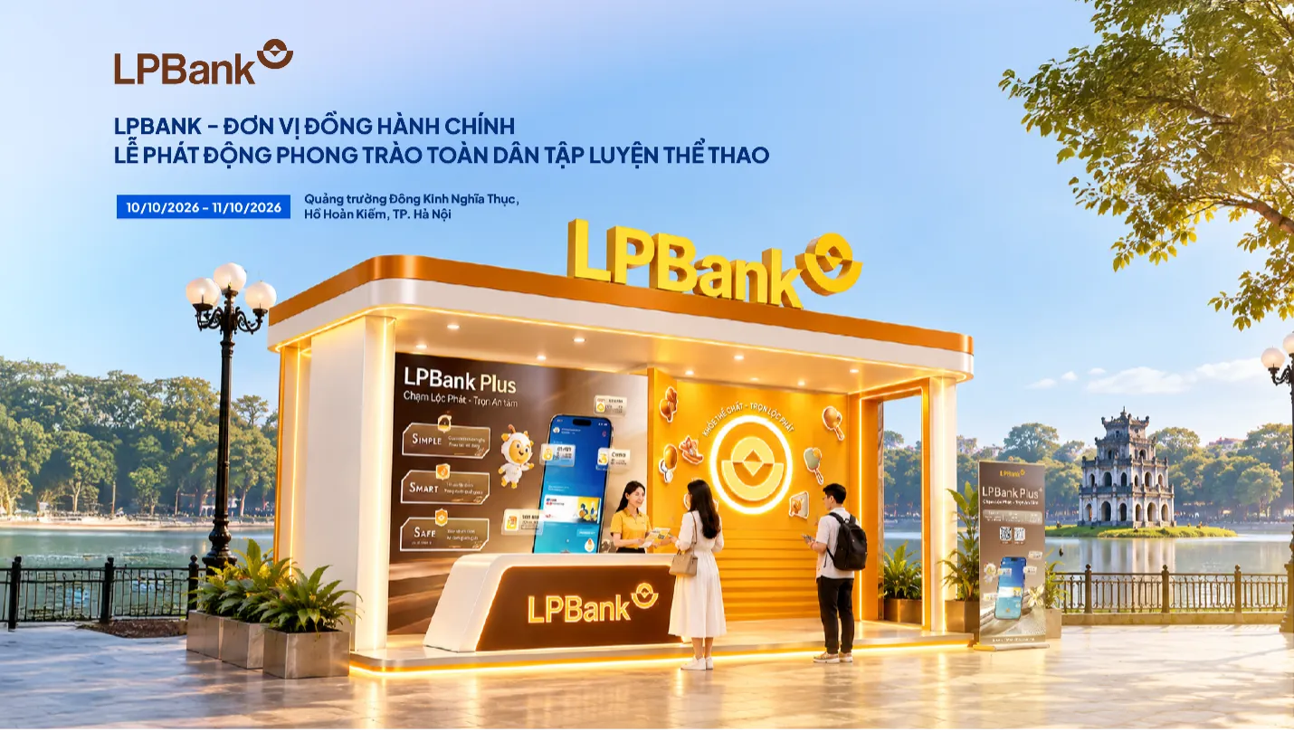 Phối cảnh gian hàng của LPBank tại Lễ phát động Phong trào Toàn dân tập luyện thể thao