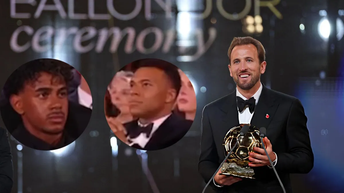 Biểu cảm của Mbappe và Yamal sau khi Kane giành Quả bóng vàng