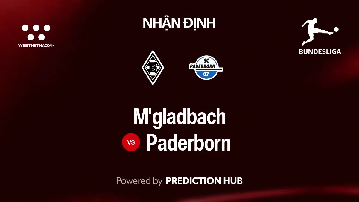 Nhận định M'gladbach vs Paderborn: Chủ nhà được đánh giá nhỉnh hơn, trận đấu có thể nhiều bàn thắng