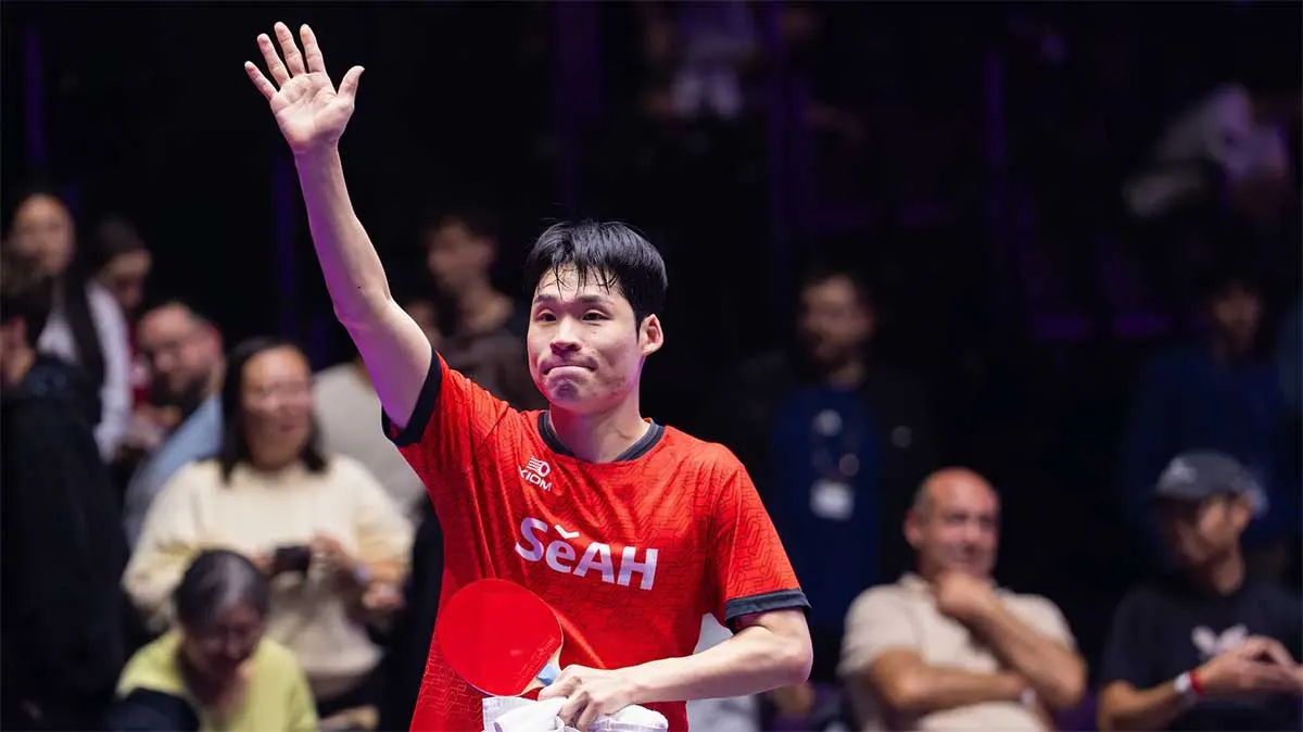 Jan Woojin chớp thời cơ sau khi Lin Yun-Ju lại đánh mất lợi thế ở thời khắc quyết định (Ảnh: WTT)